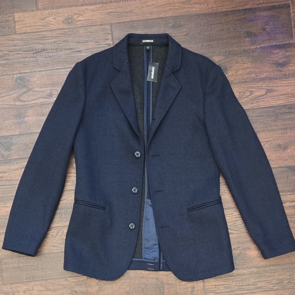 Express Men's Deep Blue Woolblend Sport Coat
